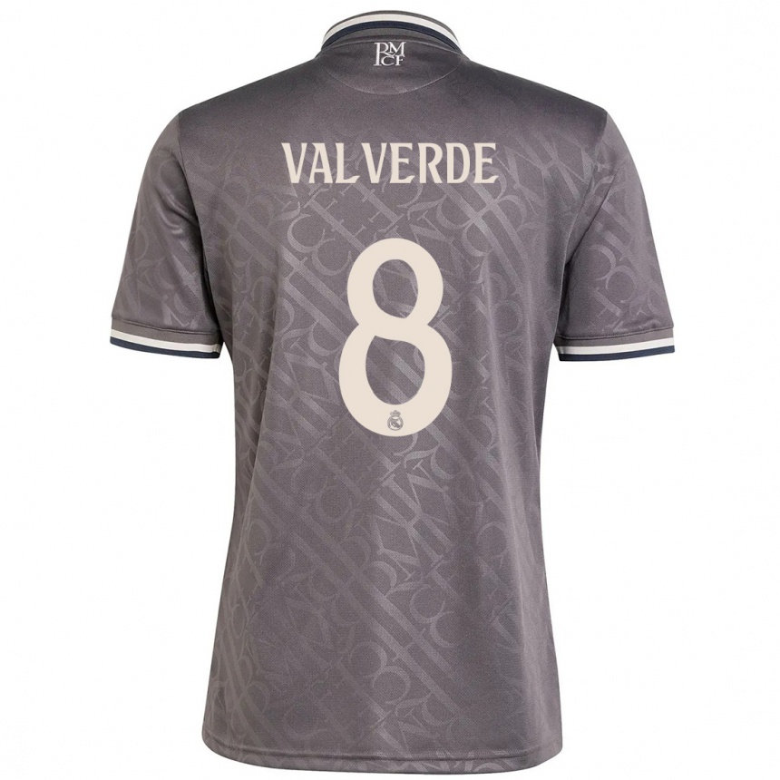 Men Football Federico Valverde #8 Charcoal Third Jersey 2024/25 T-Shirt Canada