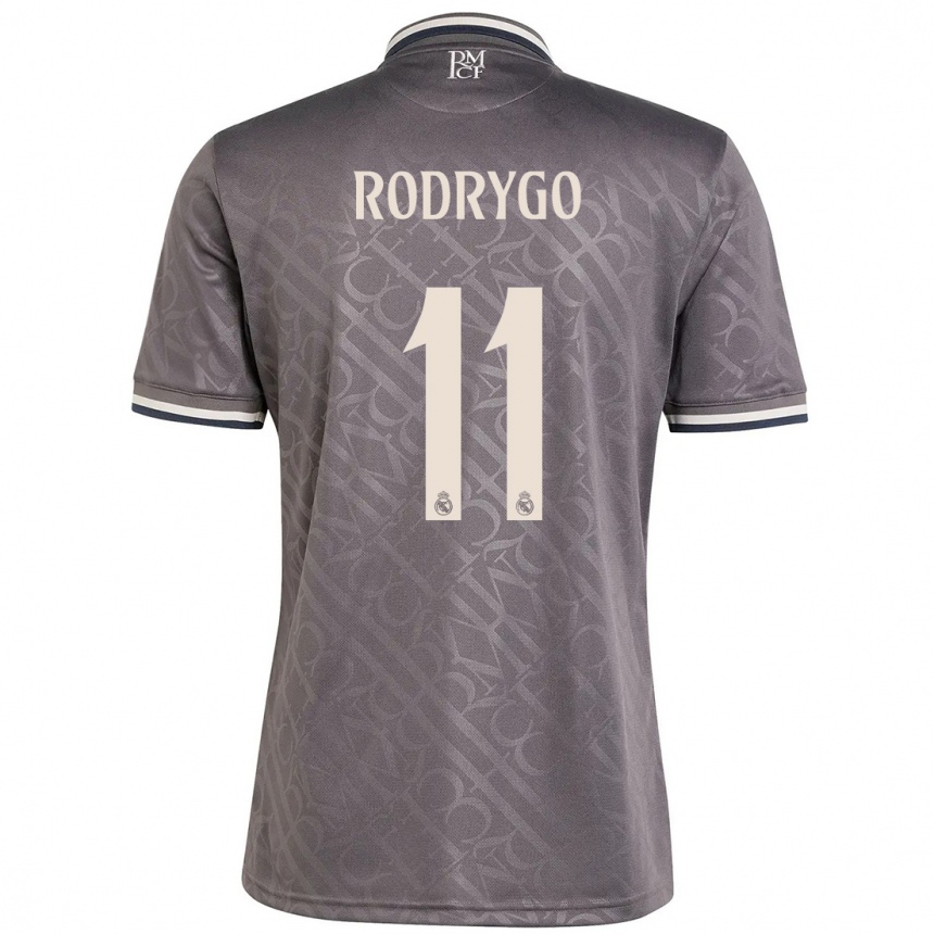 Men Football Rodrygo #11 Charcoal Third Jersey 2024/25 T-Shirt Canada