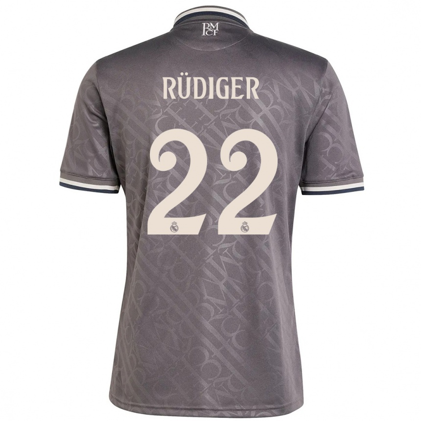 Men Football Antonio Rudiger #22 Charcoal Third Jersey 2024/25 T-Shirt Canada