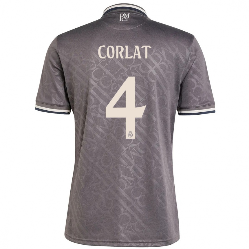 Men Football Edu Corlat #4 Charcoal Third Jersey 2024/25 T-Shirt Canada