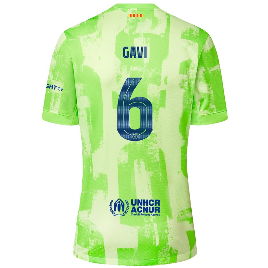 Men Football Gavi #6 Lime Third Jersey 2024/25 T-Shirt Canada