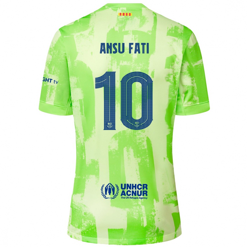 Men Football Ansu Fati #10 Lime Third Jersey 2024/25 T-Shirt Canada