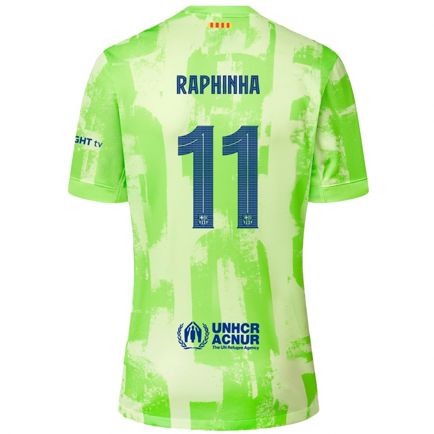 Men Football Raphinha #11 Lime Third Jersey 2024/25 T-Shirt Canada