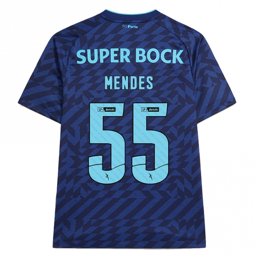 Men Football João Mendes #55 Navy Blue Third Jersey 2024/25 T-Shirt Canada