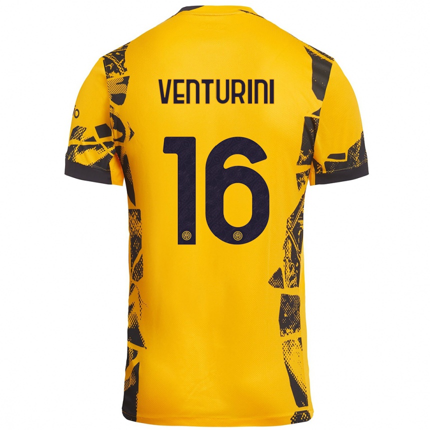 Men Football Matteo Venturini #16 Gold Black Third Jersey 2024/25 T-Shirt Canada