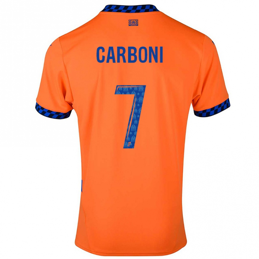 Men Football Valentín Carboni #7 Orange Dark Blue Third Jersey 2024/25 T-Shirt Canada