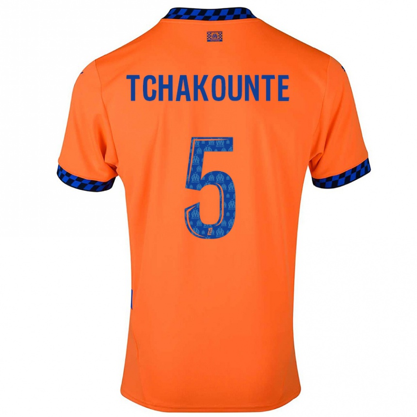 Men Football Annaëlle Tchakounté #5 Orange Dark Blue Third Jersey 2024/25 T-Shirt Canada