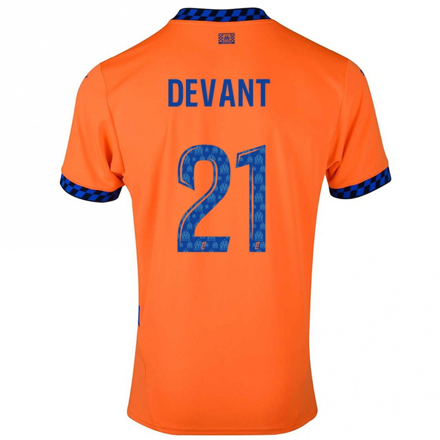 Men Football Caroline Devant #21 Orange Dark Blue Third Jersey 2024/25 T-Shirt Canada