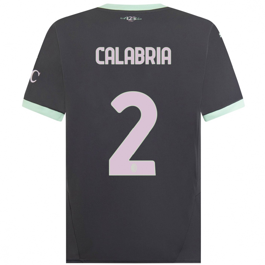 Men Football Davide Calabria #2 Grey Third Jersey 2024/25 T-Shirt Canada