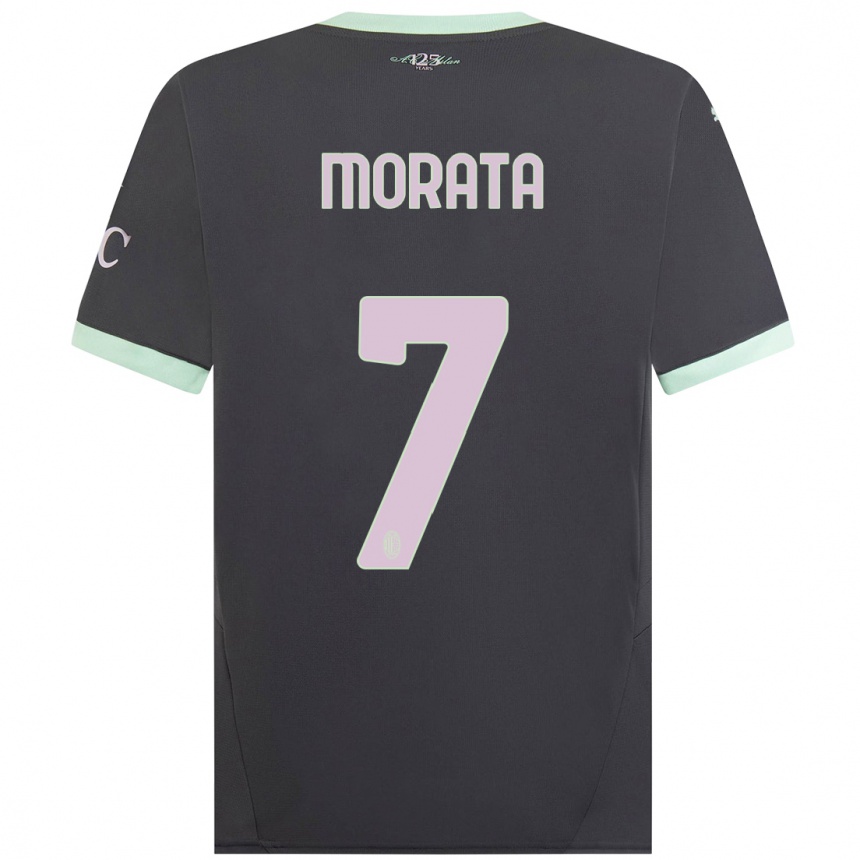 Men Football Alvaro Morata #7 Grey Third Jersey 2024/25 T-Shirt Canada