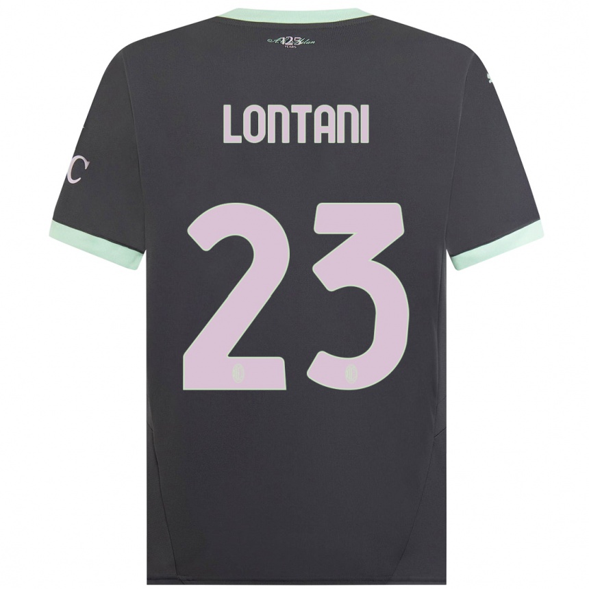 Men Football Simone Lontani #23 Grey Third Jersey 2024/25 T-Shirt Canada