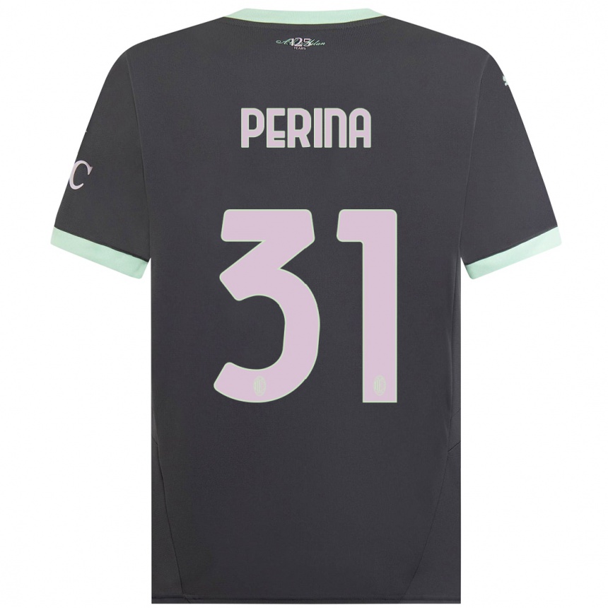 Men Football Gioele Perina #31 Grey Third Jersey 2024/25 T-Shirt Canada