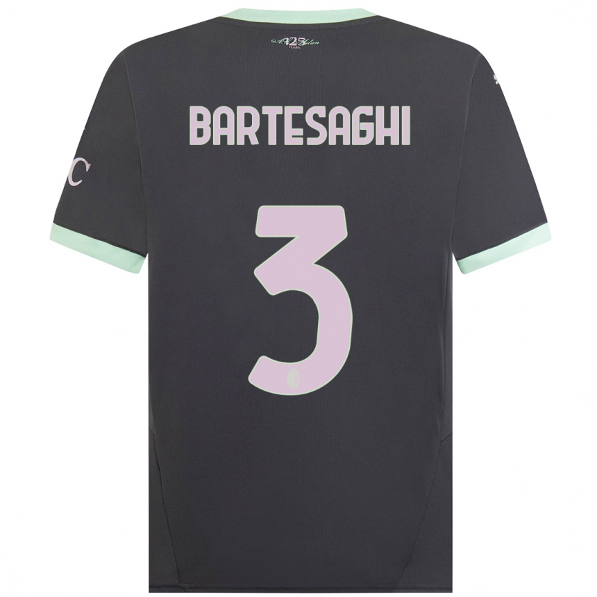 Men Football Davide Bartesaghi #3 Grey Third Jersey 2024/25 T-Shirt Canada