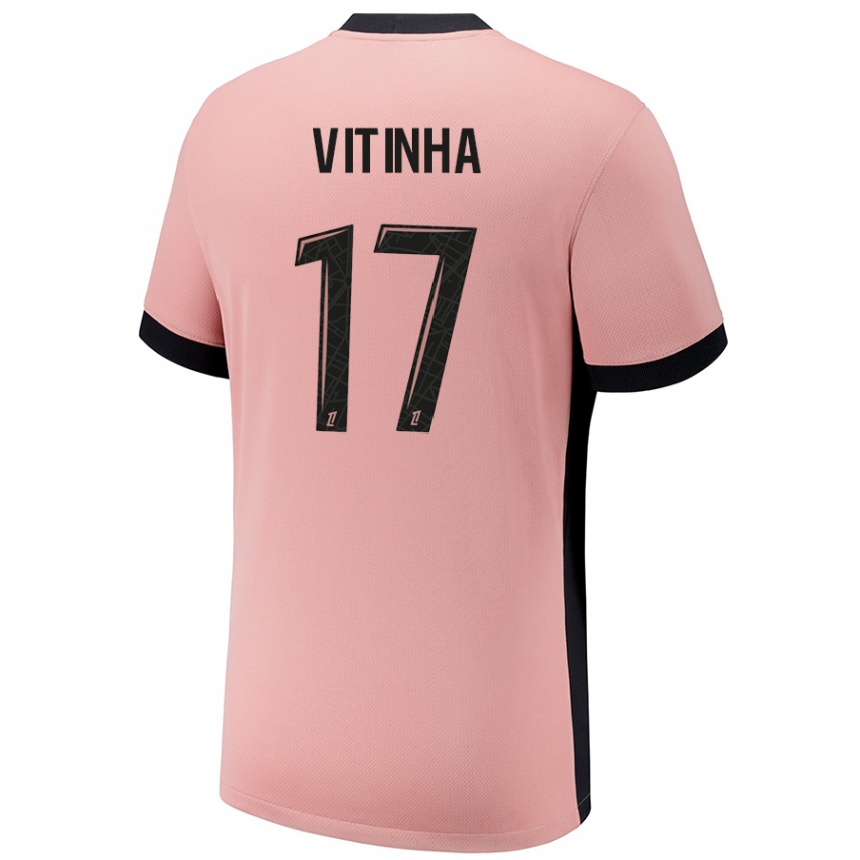 Men Football Vitinha #17 Rust Pink Third Jersey 2024/25 T-Shirt Canada