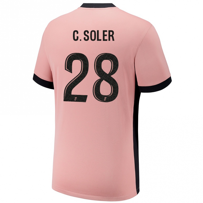 Men Football Carlos Soler #28 Rust Pink Third Jersey 2024/25 T-Shirt Canada