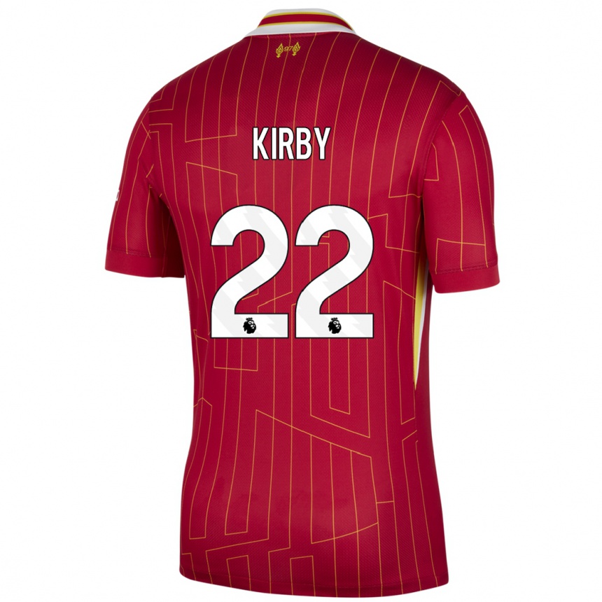 Women Football Faye Kirby #22 Red Yellow White Home Jersey 2024/25 T-Shirt Canada