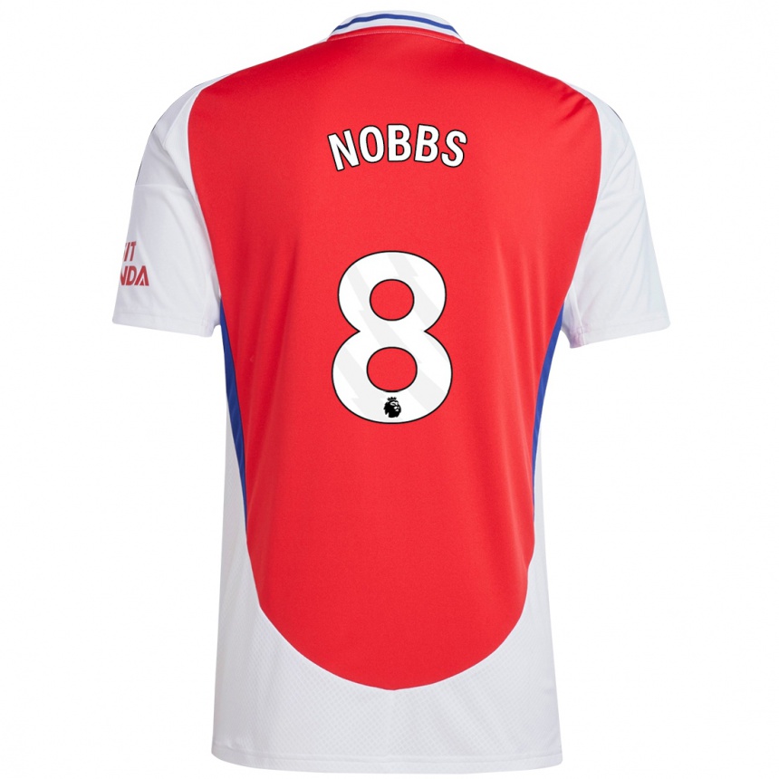 Women Football Nobbs #8 Red White Home Jersey 2024/25 T-Shirt Canada