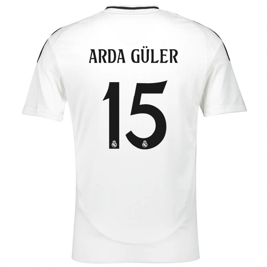 Women Football Arda Güler #15 White Home Jersey 2024/25 T-Shirt Canada