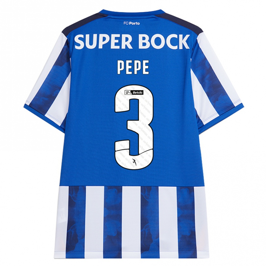 Women Football Pepe #3 Blue White Home Jersey 2024/25 T-Shirt Canada