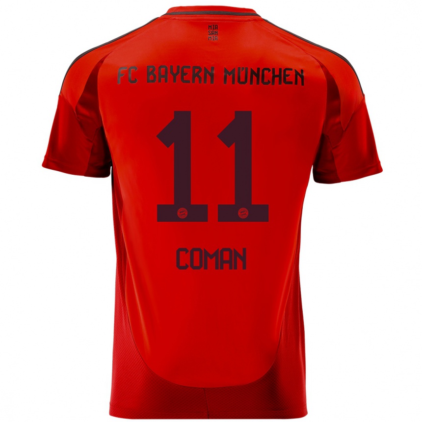 Women Football Kingsley Coman #11 Red Home Jersey 2024/25 T-Shirt Canada