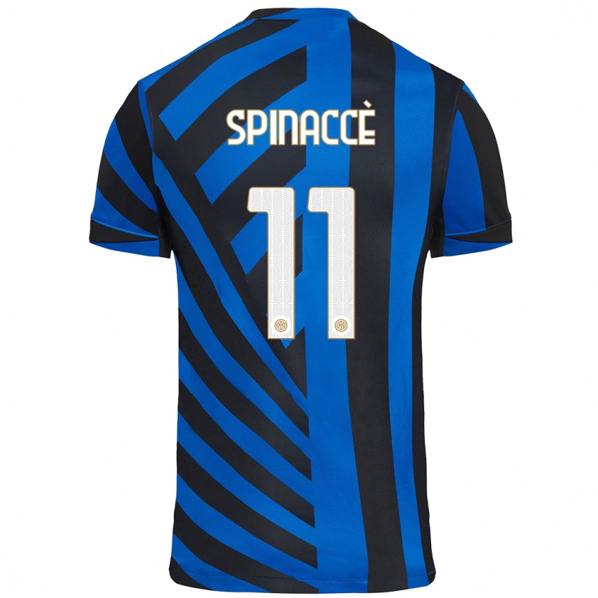 Women Football Matteo Spinaccè #11 Blue Black Home Jersey 2024/25 T-Shirt Canada