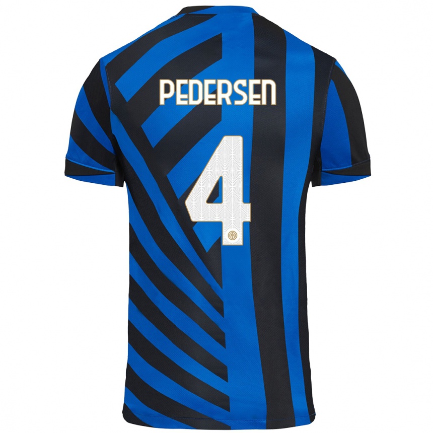 Women Football Sofie Junge Pedersen #4 Blue Black Home Jersey 2024/25 T-Shirt Canada