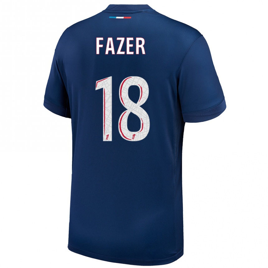 Women Football Laurina Fazer #18 Navy Blue White Home Jersey 2024/25 T-Shirt Canada