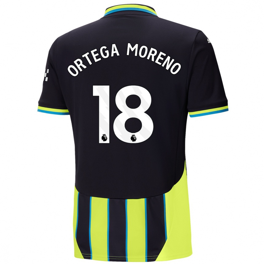 Women Football Stefan Ortega Moreno #18 Blue Yellow Away Jersey 2024/25 T-Shirt Canada