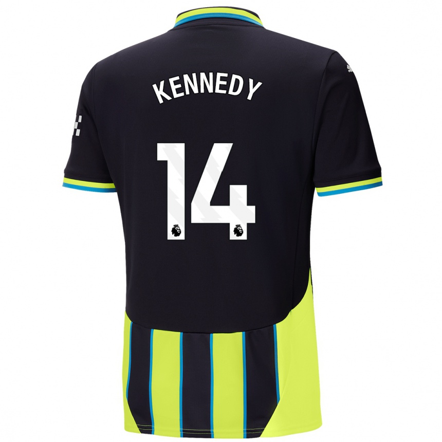 Women Football Alanna Kennedy #14 Blue Yellow Away Jersey 2024/25 T-Shirt Canada