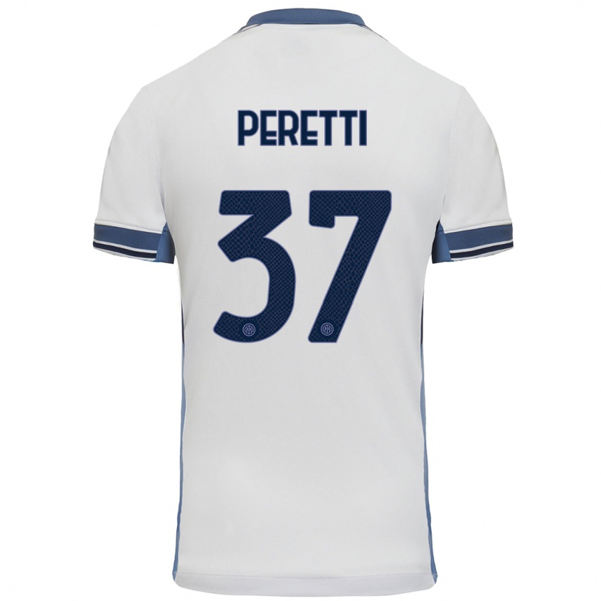 Femme Football Maillot Lorenzo Peretti #37 Blanc Gris Tenues Extérieur 2024/25 Canada