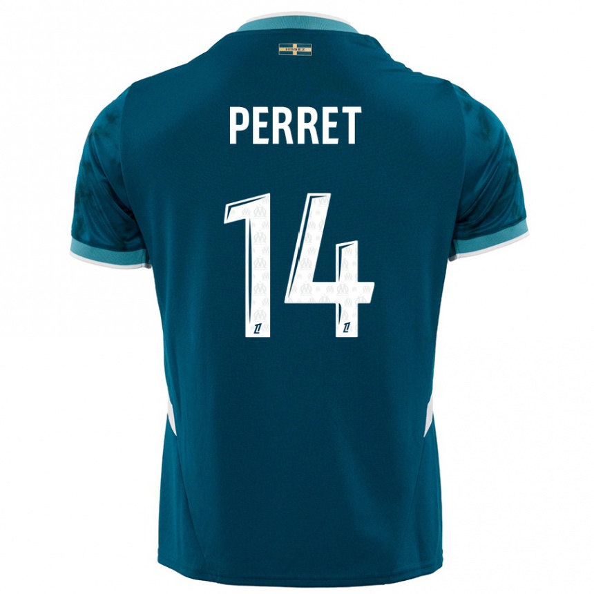 Women Football Jenny Perret #14 Turquoise Blue Away Jersey 2024/25 T-Shirt Canada