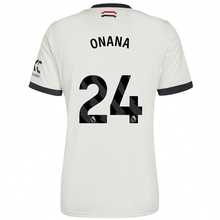 Women Football André Onana #24 Off White Third Jersey 2024/25 T-Shirt Canada