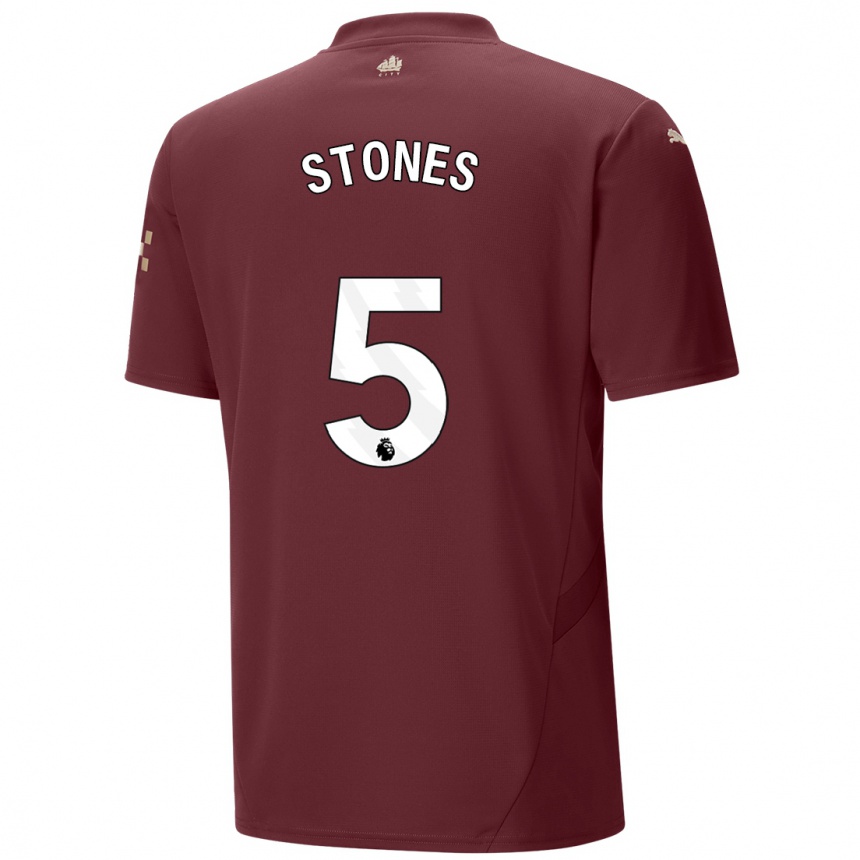 Women Football John Stones #5 Maroon Third Jersey 2024/25 T-Shirt Canada