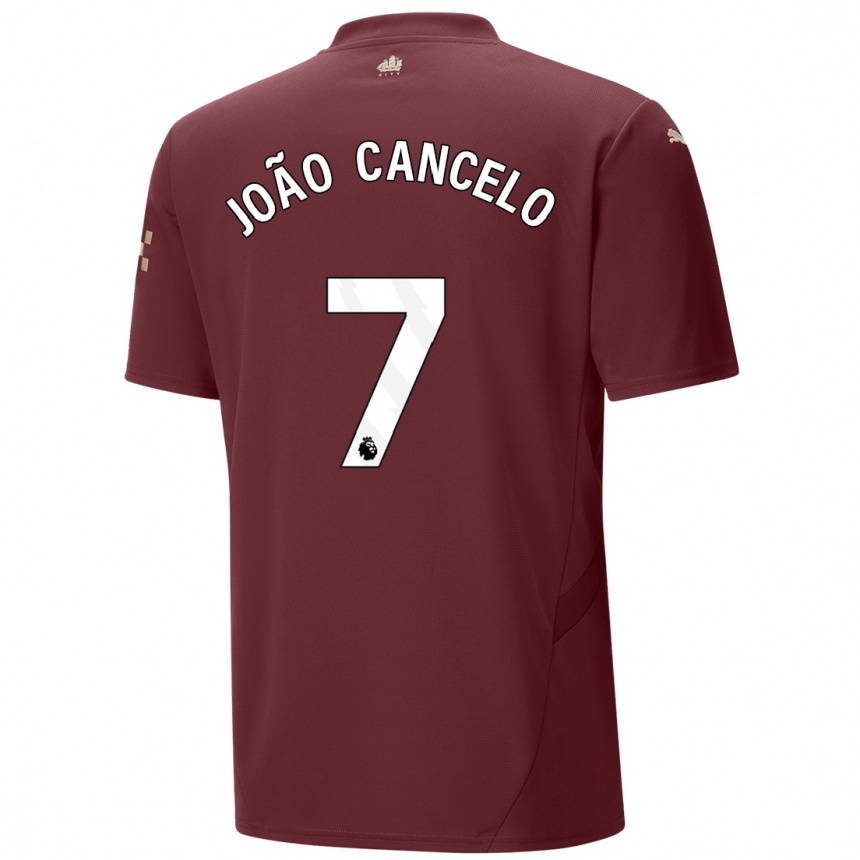 Women Football Joao Cancelo #7 Maroon Third Jersey 2024/25 T-Shirt Canada