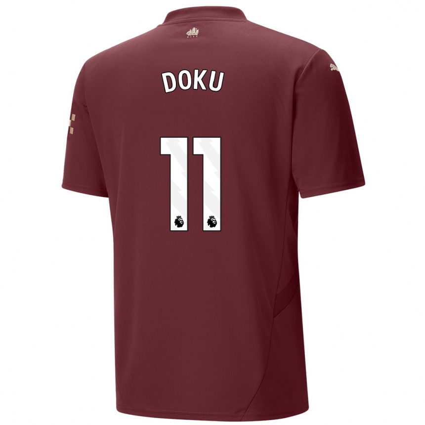 Women Football Jérémy Doku #11 Maroon Third Jersey 2024/25 T-Shirt Canada