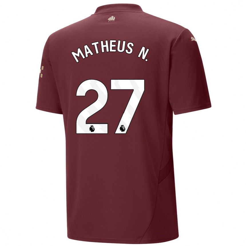 Women Football Matheus Nunes #27 Maroon Third Jersey 2024/25 T-Shirt Canada