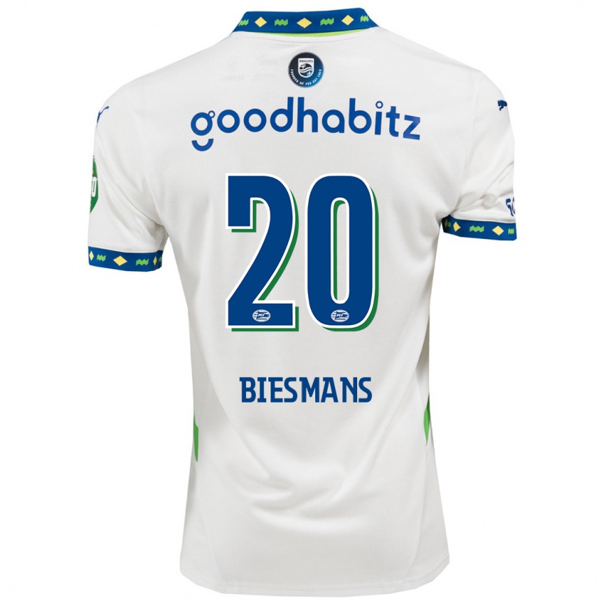 Women Football Julie Biesmans #20 White Dark Blue Third Jersey 2024/25 T-Shirt Canada