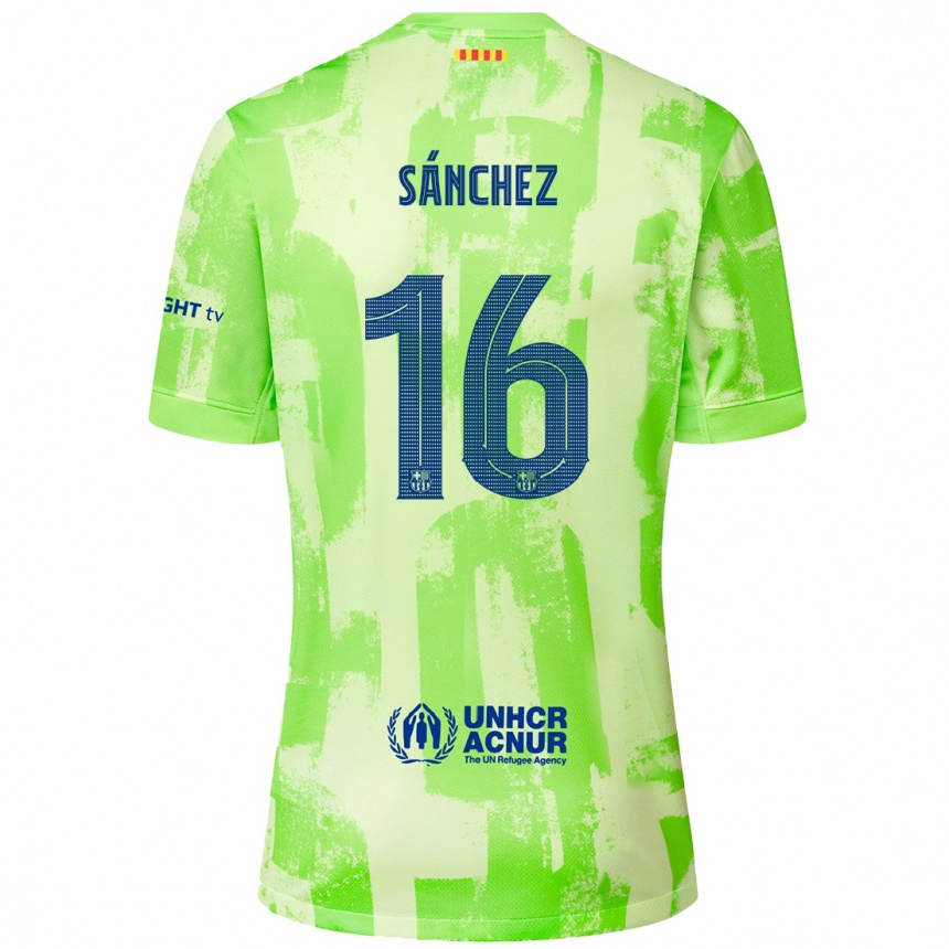 Women Football Edu Sánchez #16 Lime Third Jersey 2024/25 T-Shirt Canada