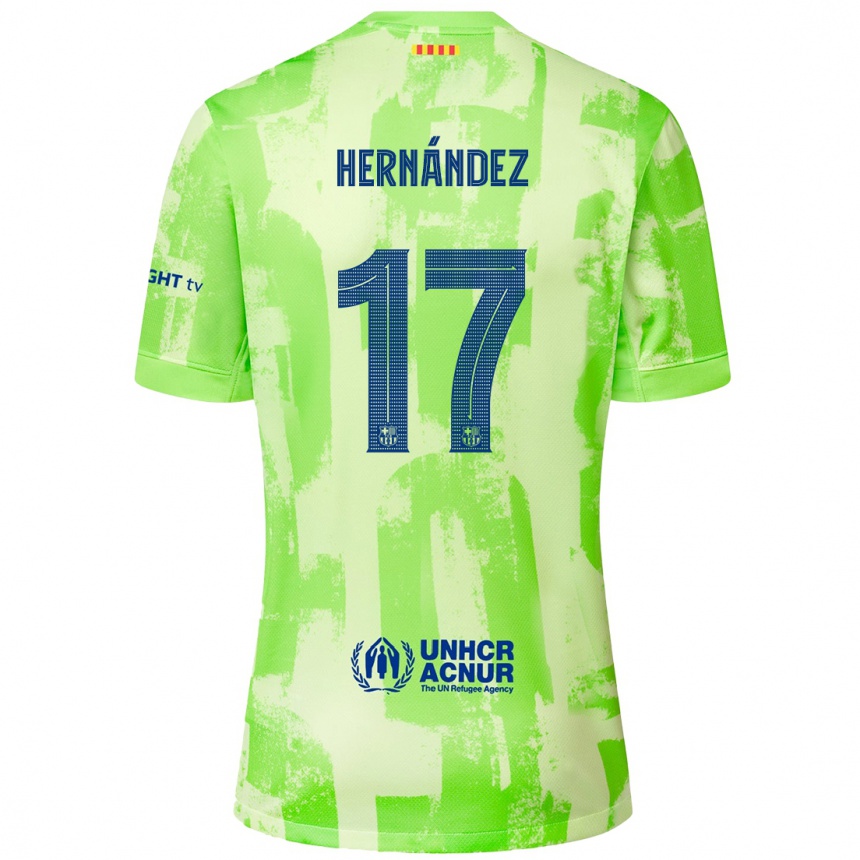 Women Football Juan Hernández #17 Lime Third Jersey 2024/25 T-Shirt Canada