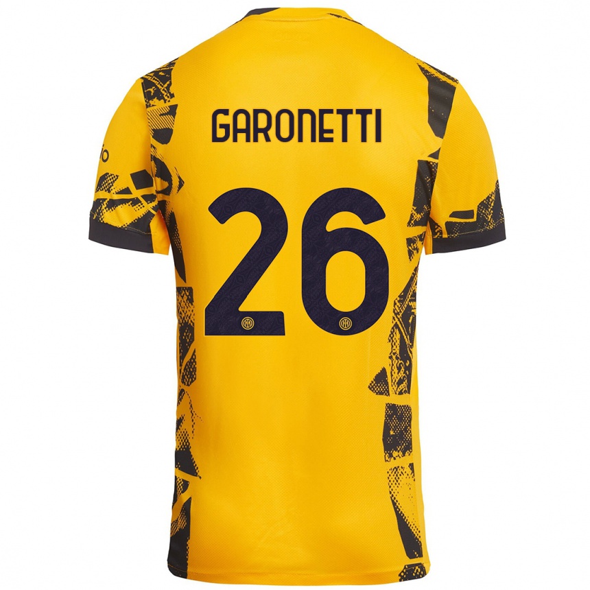 Women Football Gabriele Garonetti #26 Gold Black Third Jersey 2024/25 T-Shirt Canada