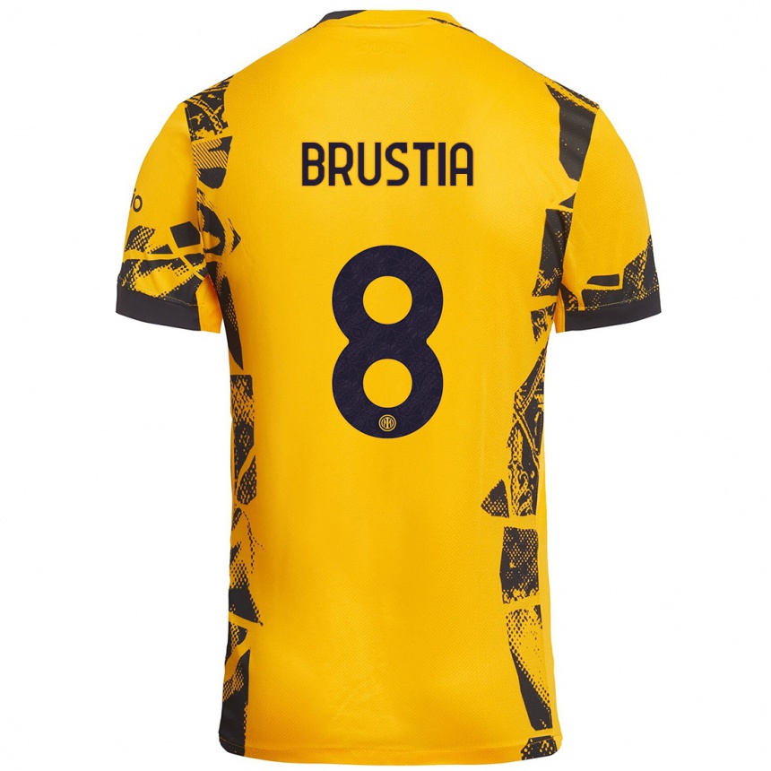 Women Football Martina Brustia #8 Gold Black Third Jersey 2024/25 T-Shirt Canada