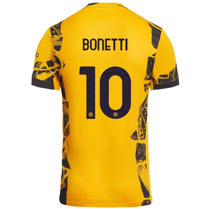 Women Football Tatiana Bonetti #10 Gold Black Third Jersey 2024/25 T-Shirt Canada