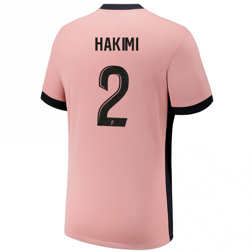 Women Football Achraf Hakimi #2 Rust Pink Third Jersey 2024/25 T-Shirt Canada