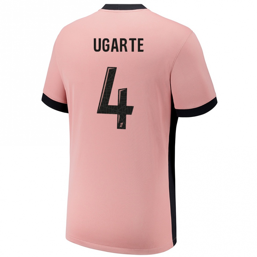 Women Football Manuel Ugarte #4 Rust Pink Third Jersey 2024/25 T-Shirt Canada