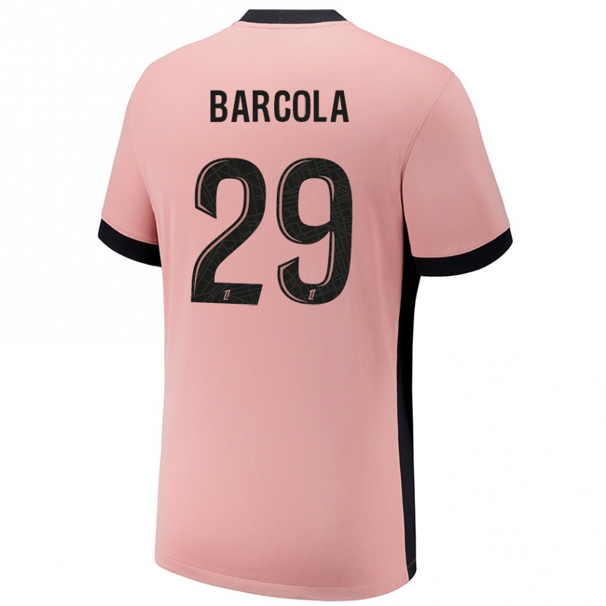 Women Football Bradley Barcola #29 Rust Pink Third Jersey 2024/25 T-Shirt Canada