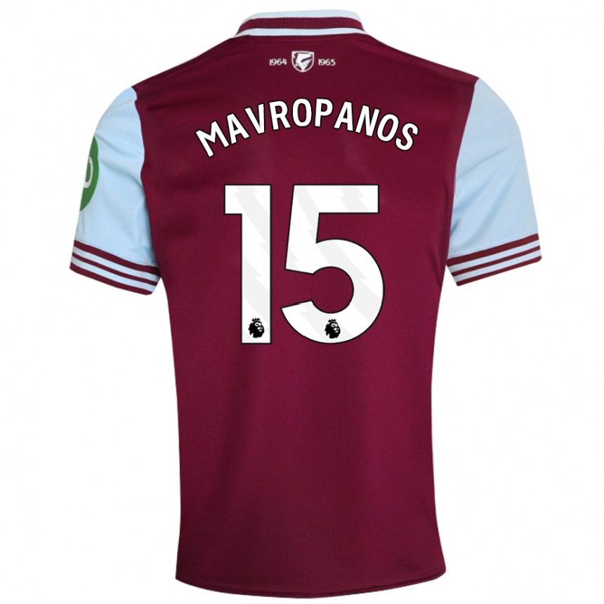 Kids Football Konstantinos Mavropanos #15 Dark Red Home Jersey 2024/25 T-Shirt Canada