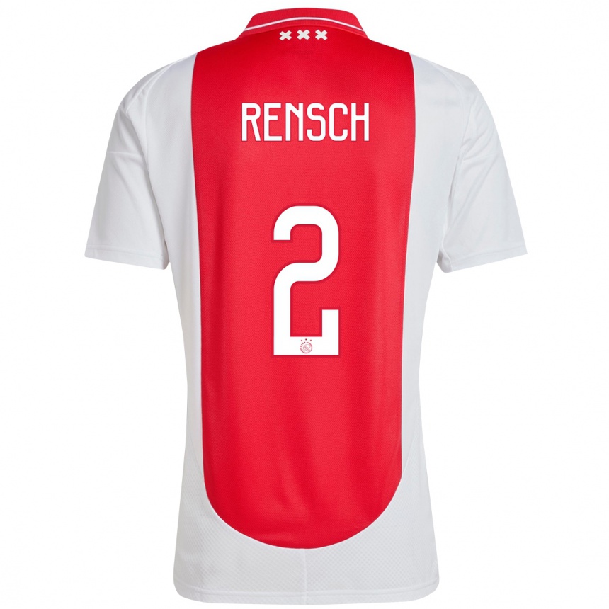 Enfant Football Maillot Devyne Rensch #2 Rouge Blanc Tenues Domicile 2024/25 Canada