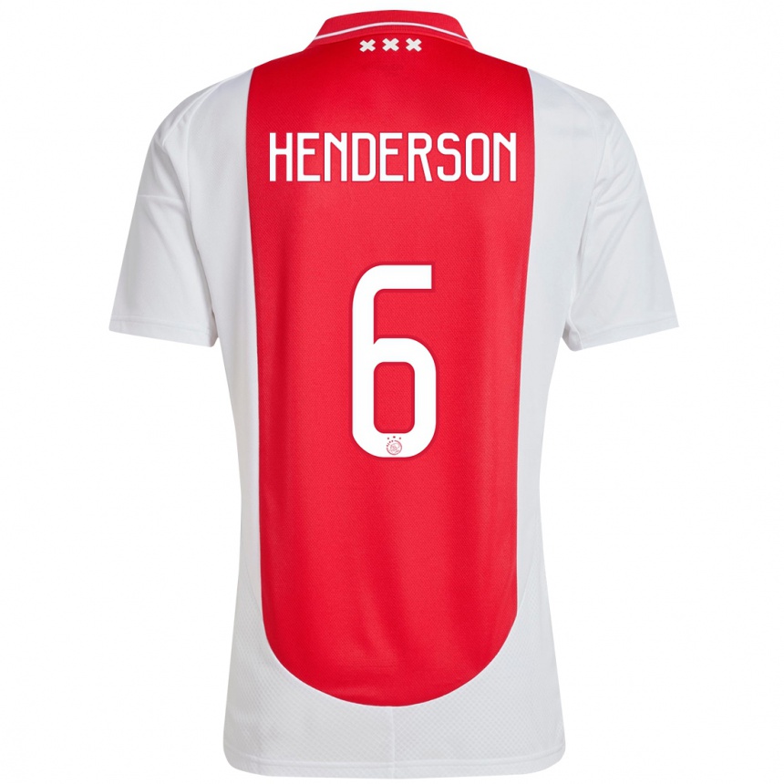 Enfant Football Maillot Jordan Henderson #6 Rouge Blanc Tenues Domicile 2024/25 Canada