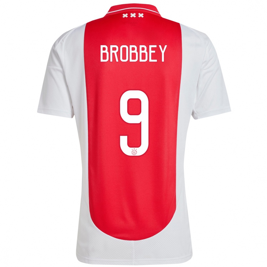 Enfant Football Maillot Brian Brobbey #9 Rouge Blanc Tenues Domicile 2024/25 Canada