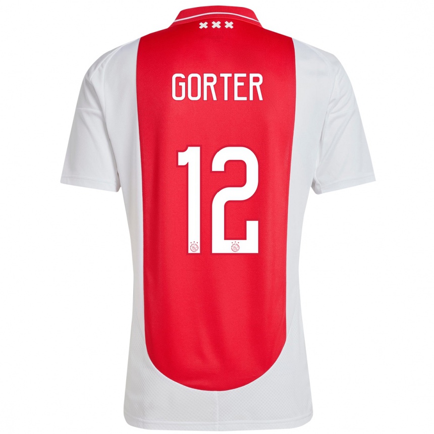 Enfant Football Maillot Jay Gorter #12 Rouge Blanc Tenues Domicile 2024/25 Canada